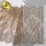 Кружево шантильи (реснички) шир.220 мм / 15 метров отрезами по 3 метра, диз. 221, цв.3 экрю, Kruzhevo