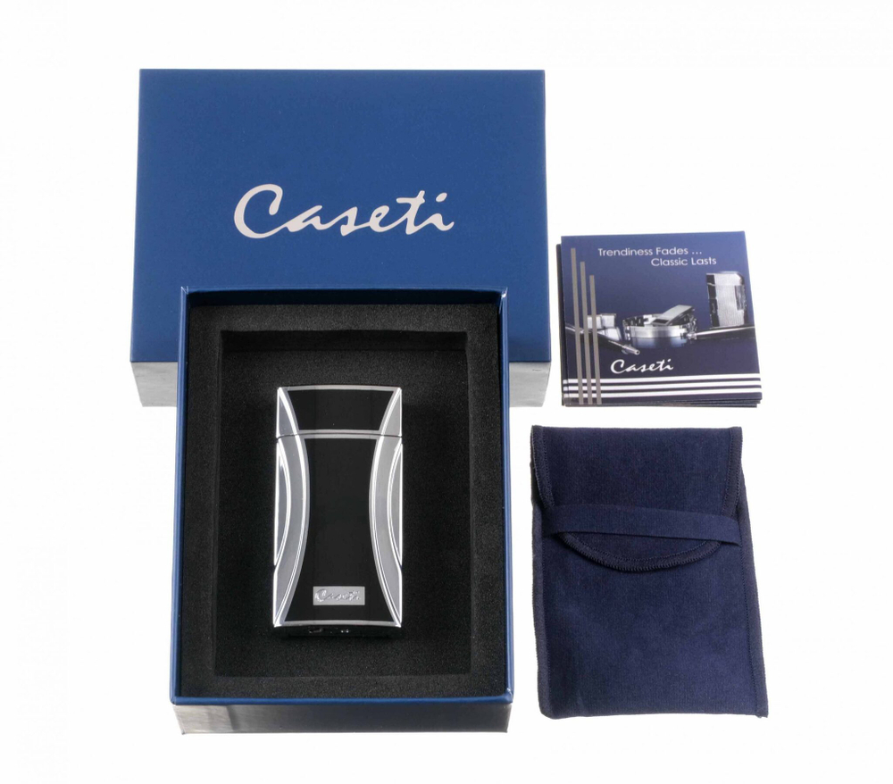 Зажигалка Caseti сигарная турбо, черная, с гильотиной CA285-1