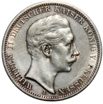 3 марки 1908 год. Вильгельм II. Германия. XF-