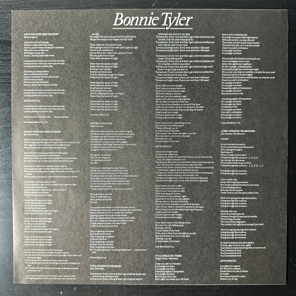 Bonnie Tyler ‎– Faster Than The Speed Of Night (Япония 1983г.)