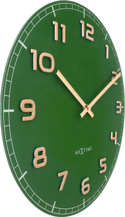 Настенные часы NeXtime Classy Medium, стекло, 40 см, зелёные