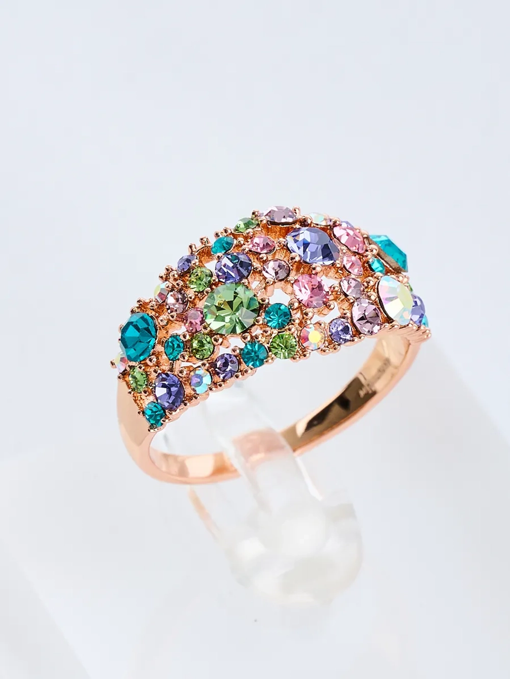 Кольцо Россыпь из разноцветных камней Swarovski