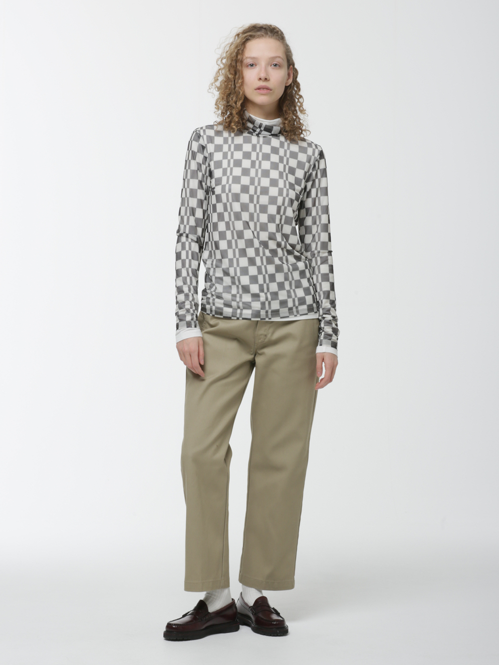 Женская Водолазка Chequerboard Mesh Rollneck