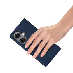 Чехол книжка из кожи синего цвета для OnePlus Nord CE3 и OPPO K11, серия Skin Pro Series от Dux Ducis