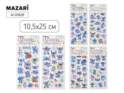 Наклейки декоративные 10.5*25см. "Ушастик" 6 дизайнов (Mazari)