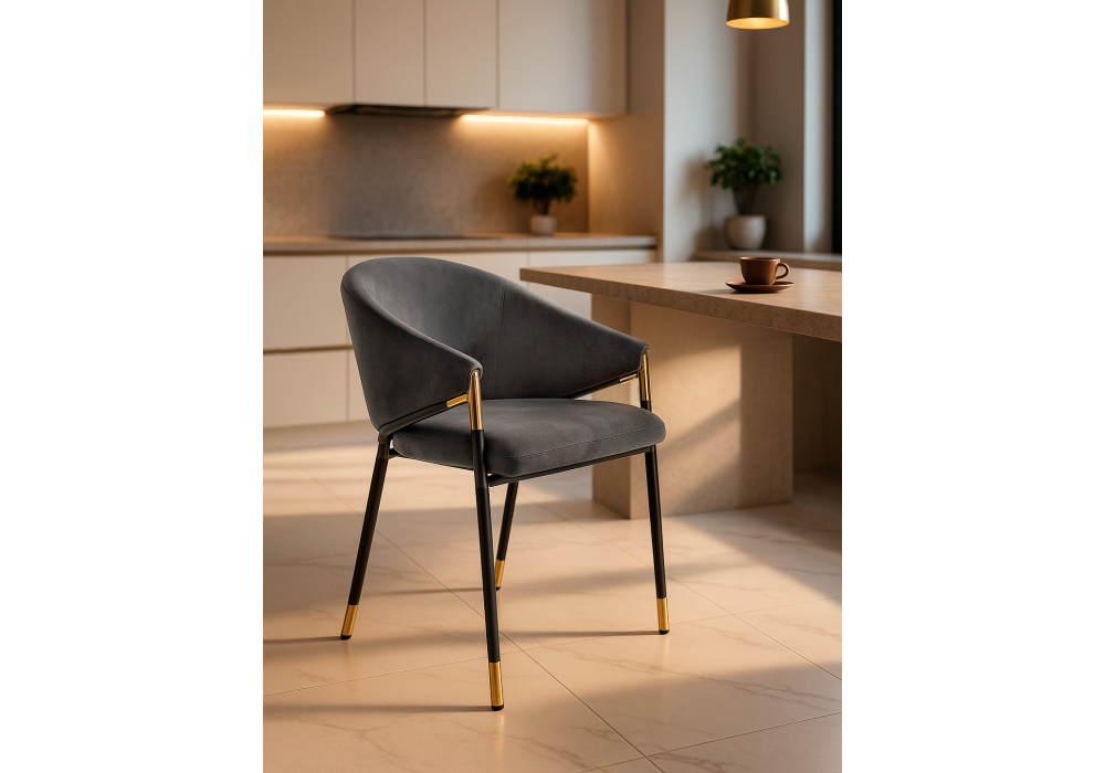 Стул на металлокаркасе Woodville Molton gray, black, gold
