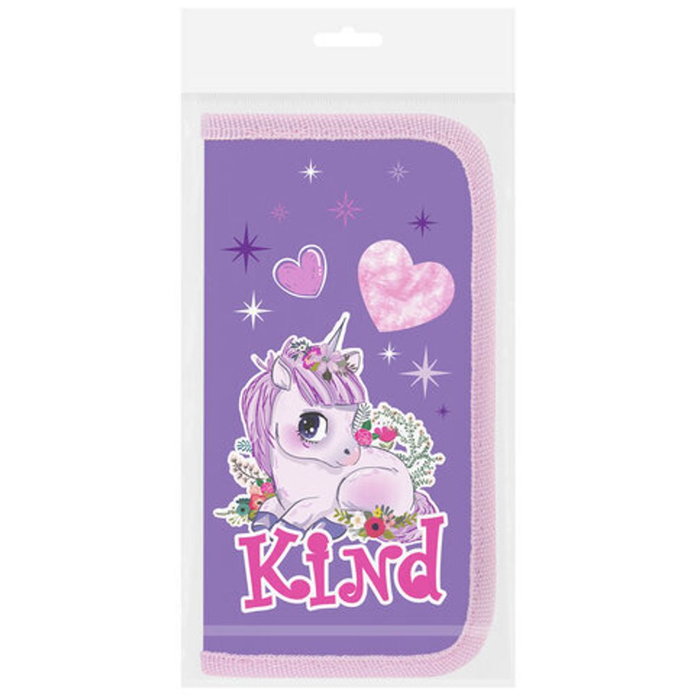 Пенал ПИФАГОР, 2 отделения, ламинированный картон, 19х11 см, "Happy Unicorn", 271533