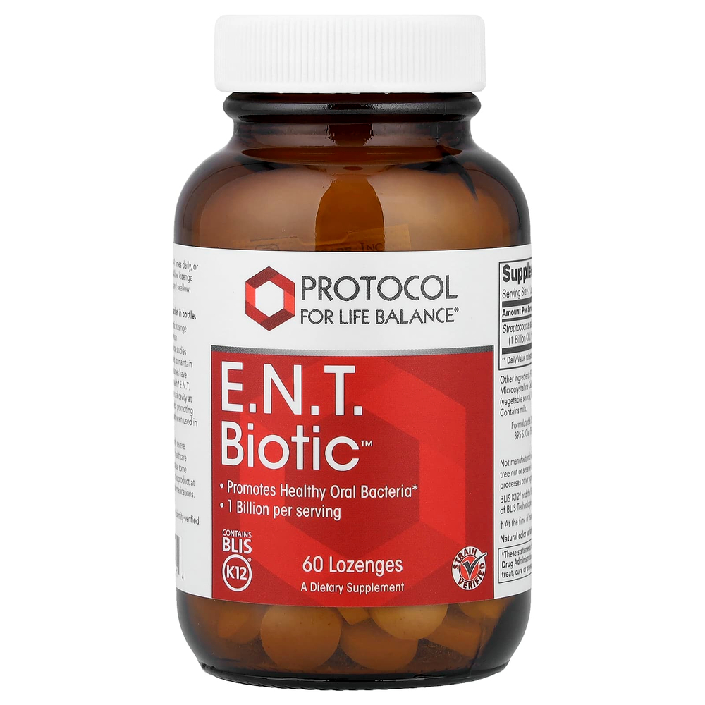 Protocol for Life Balance, ENT Biotic™, 60 пастилок (21 мг в 1 пастилке)