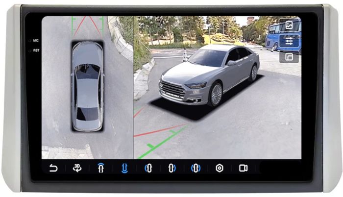 Магнитола для Mitsubishi Xpander, Xpander Cross (рамка 9) - FarCar BX9-360-7863-9 монитор 9.5" 2K QLED на Android 13, Быстрая, CarPlay, 4G SIM-слот, 4 камеры в комплекте