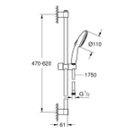 Набор для душа GROHE Tempesta 110, 2 режима струи, штанга 600 мм, матовый черный (269152433)