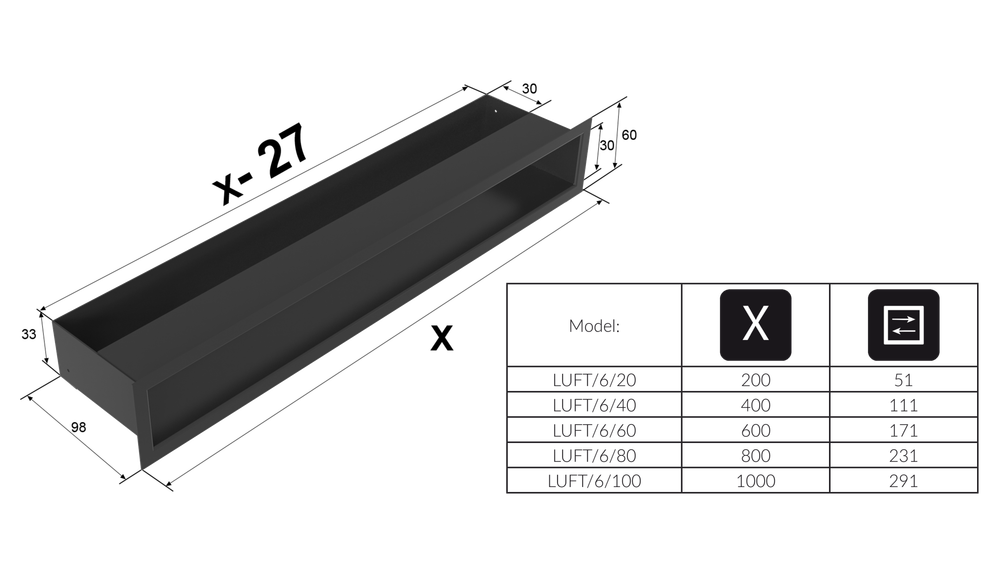 Люфт Белый LUFT/6/20/B (60x200мм)