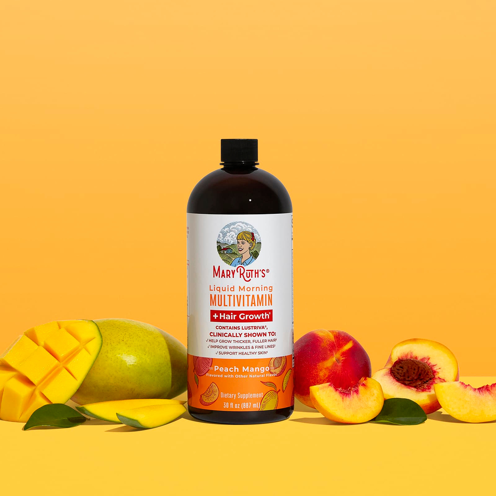 MaryRuth's, Liquid Morning Multivitamin, средство для роста волос, персик и манго, 887 мл (30 жидк. унций)