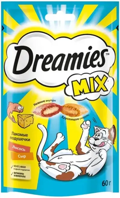 Dreamies лакомые подушечки лосось/сыр 60г