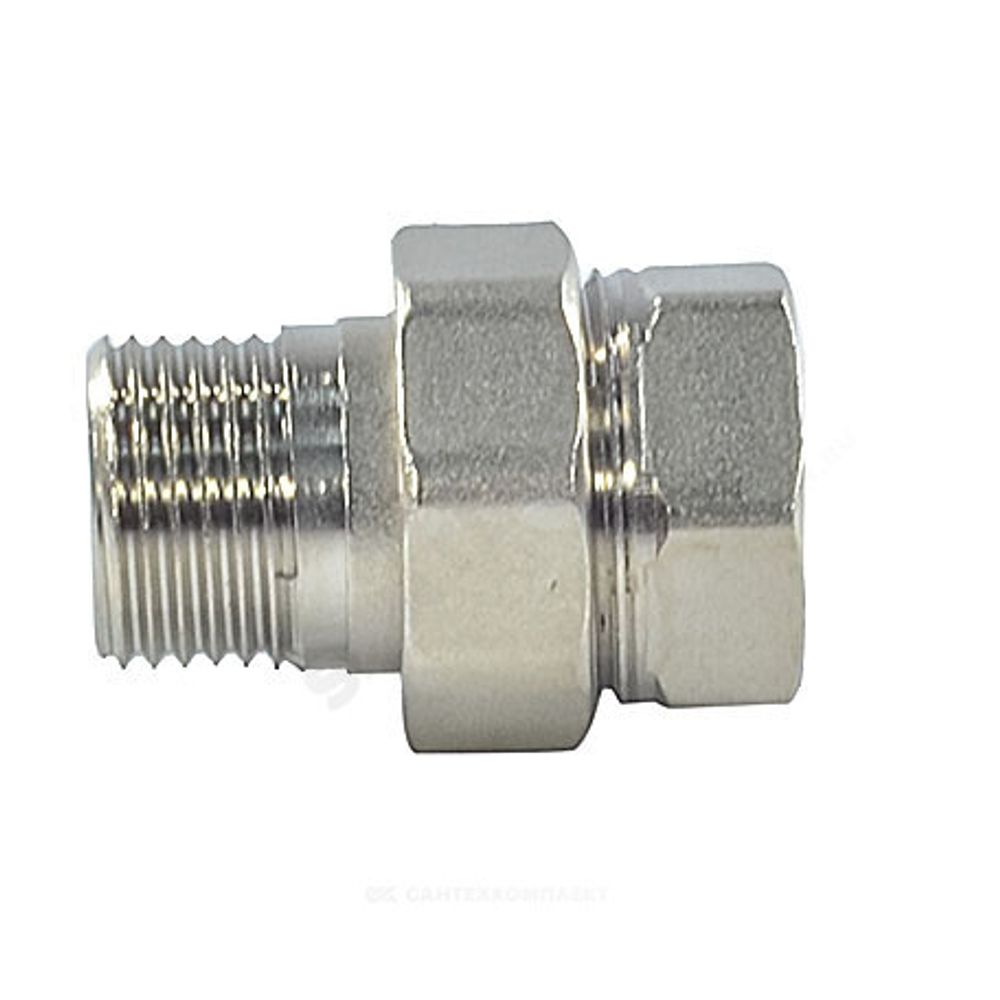 Соединитель латунь никель американка Ду 15 (1/2") прямой ВР/НР SantechSystems