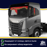 Ламбрекен с косынками двусторонние Iveco (экокожа, красный, золотые кисточки)