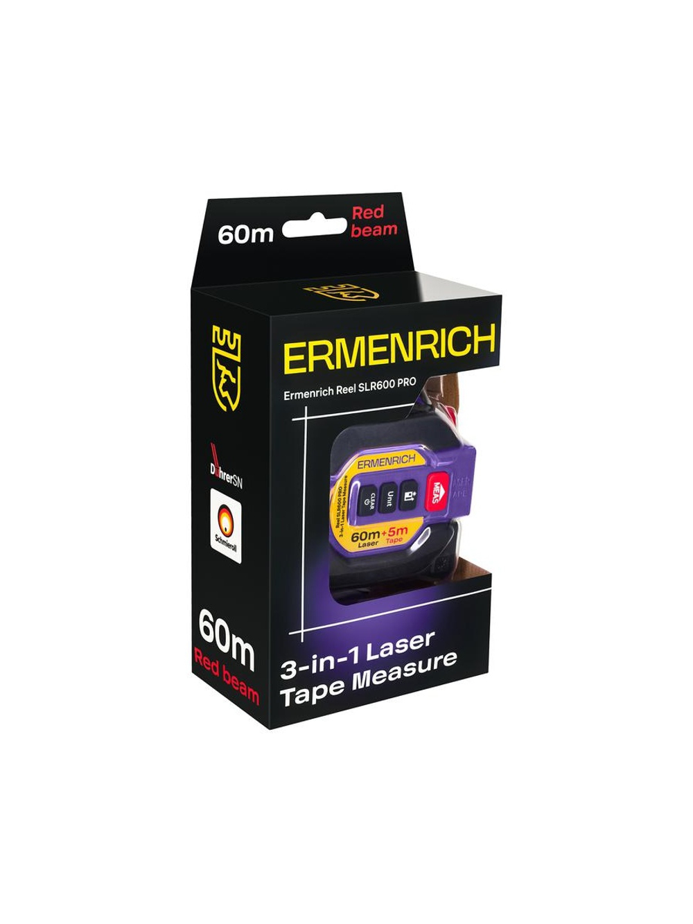 Рулетка с лазерным дальномером ("3 в 1") Reel SLR600 PRO Ermenrich 86175