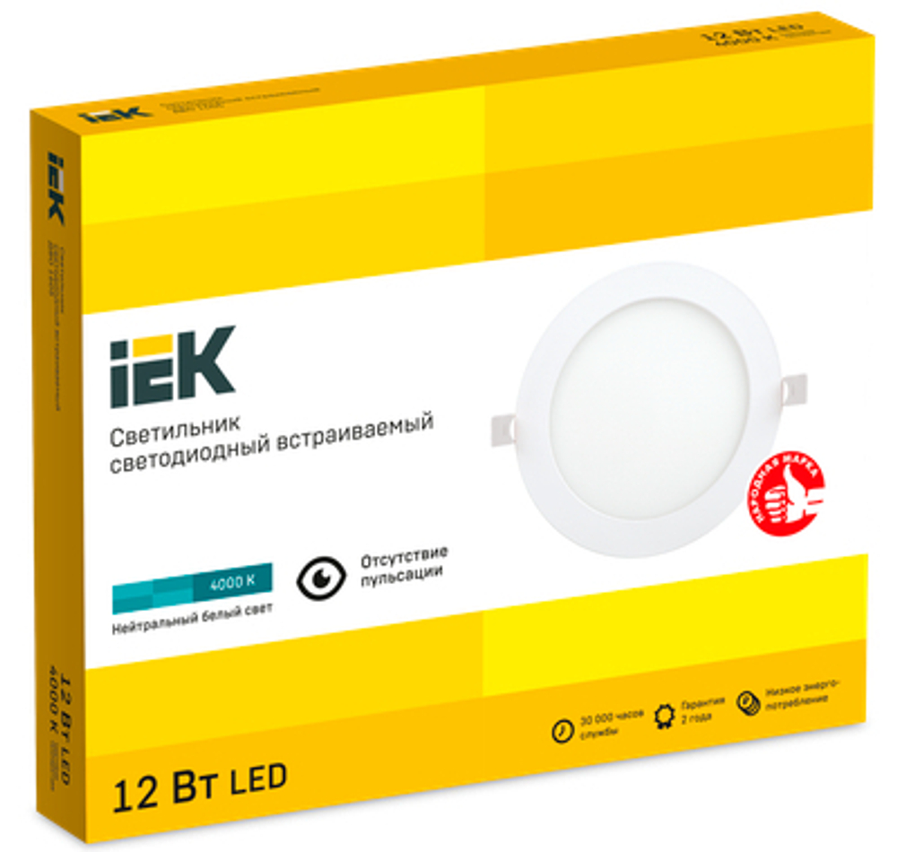 Светильник ДВО 1605 белый круг LED 12Вт 4000K IP20 IEK