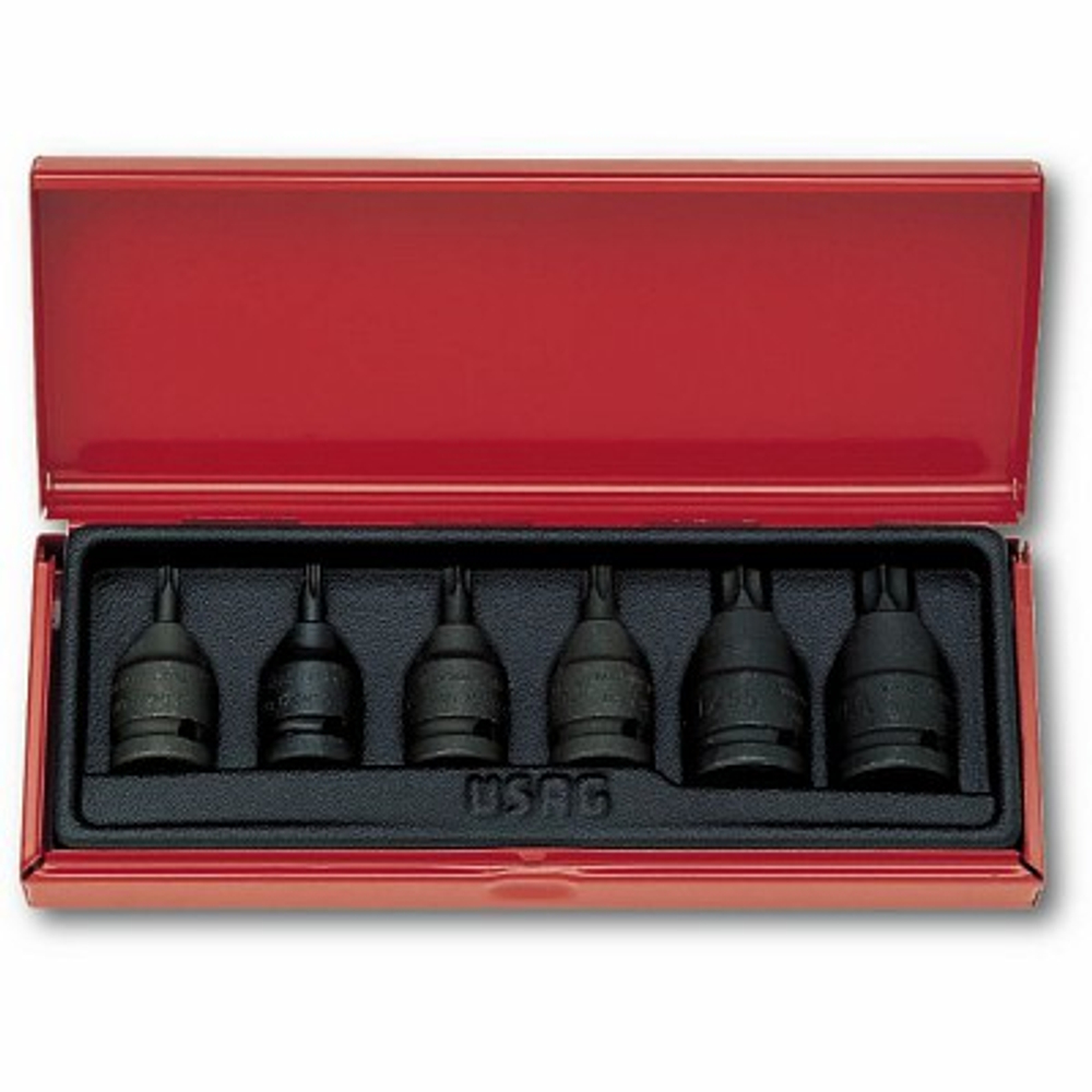 233 1/2 MNTX/C6 Набор из 6-ти ударных головок для винтов TORX, 1/2", в ящике, USAG (Италия)