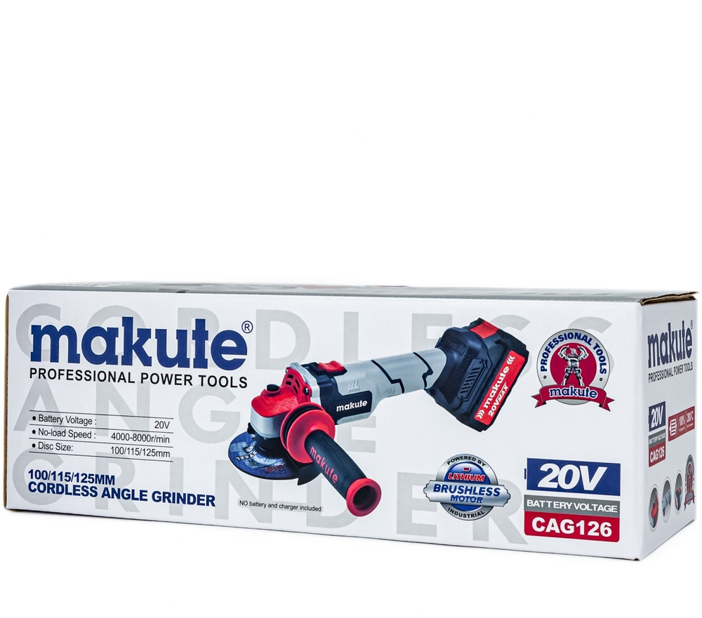 Аккумуляторная углошлифовальная машина Makute CAG126