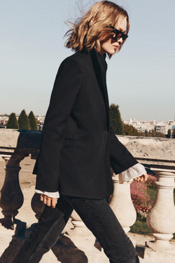ZARA БЛЕЙЗЕР С ДВОЙНЫМИ ЛАЦКАНАМИ — ZW COLLECTION, ЧЕРНЫЙ