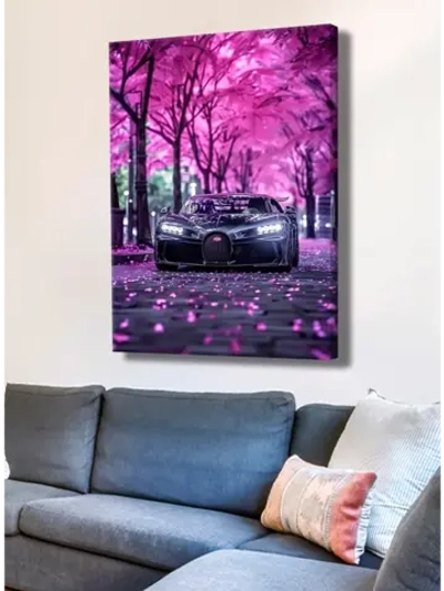 Картина "Bugatti среди сакуры", интерьерная 50х70см 1шт.
