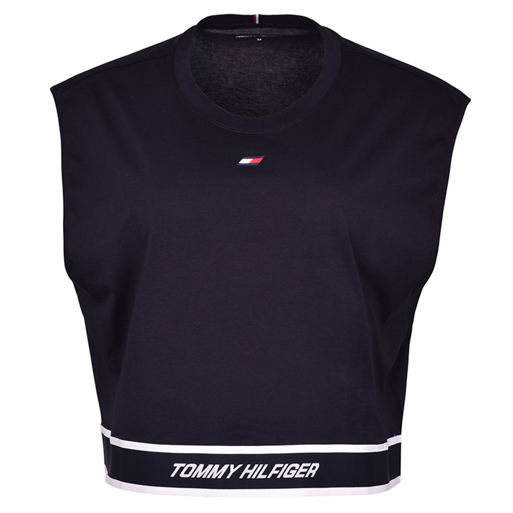 Женский топ теннисный Tommy Hilfiger Relaxed Tape C-NK Tank - Бирюзовый