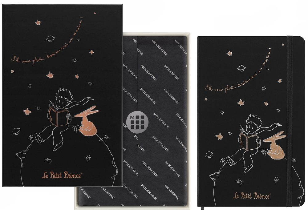 Блокнот в линейку Moleskine LE Petit Prince (LEPP04QP060BOX) 13x21см, черный, в подарочной коробке