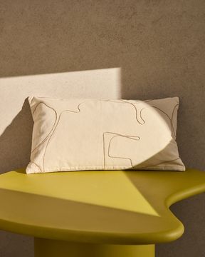 Чехол для подушки Dibel из хлопка цвета экрю с бежевой вышивкой, 30 x 50 см