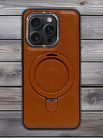 Business style чехол из кожи для IPHONE 14 PRO с кольцом-подставкой и бархатной подкладкой