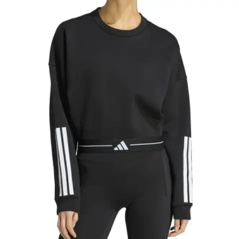 Женская Кофта теннисная Adidas Hyperglam 3-Stripes Cropped Crewneck - black