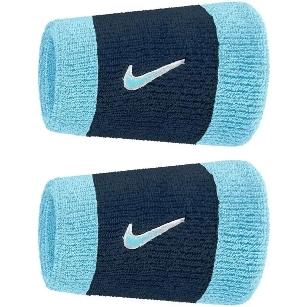 Напульсник теннисный Nike Swoosh Double-Wide 2P - aquarius blue/college navy/pale ivory