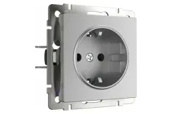Розетка Werkel с заземлением + шторка IP31 серебряная 25915
