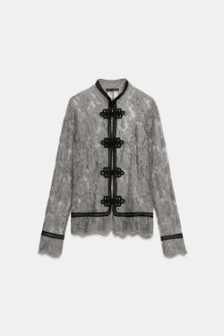 ZARA РУБАШКА С КЛЕВАНТАМИ ZW COLLECTION, МЯГКИЙ СЕРЫЙ