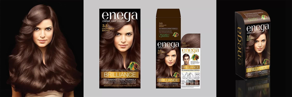 Крем-краска Prem Henna Enega Chacolate Brown 3.5 цвет Шоколадно-коричневый для волос на основе хны с маслом арганы и экстрактом зеленого чая, 20 гр + 30 мл + 6 мл