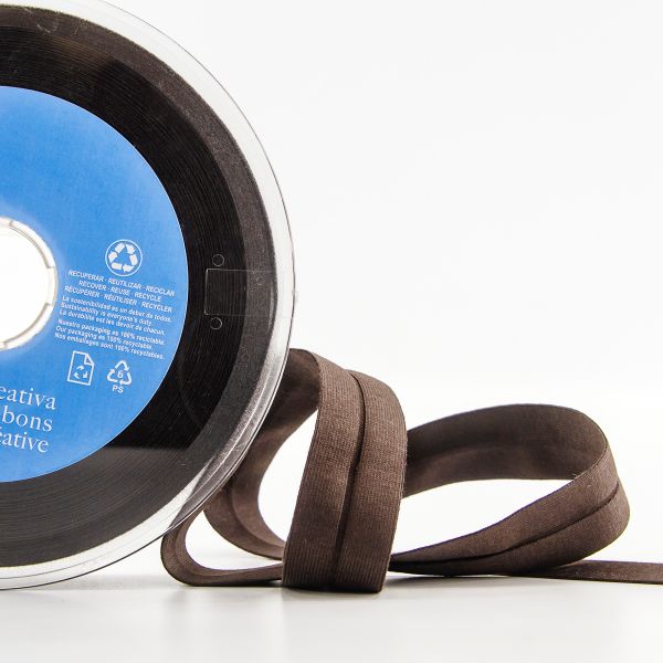 Косая бейка трикотажная 20 мм / 20 метров, 17 т.коричневый, Safisa (Spiral)