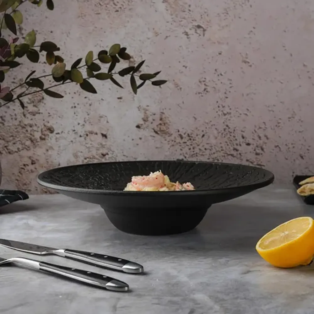 Тарелка глубокая 250 мл d 27 см h6,3 см для пасты, для супа Black Raw Wood P.L. Proff Cuisine [4]