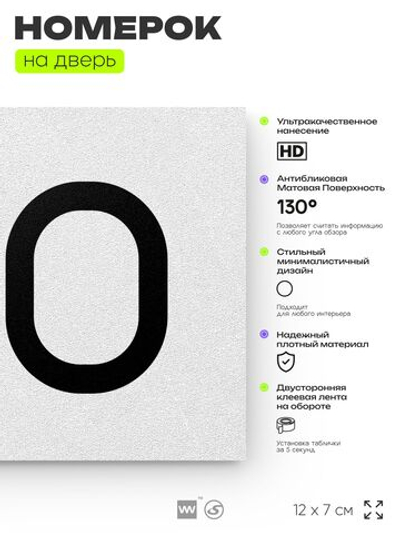 Номер на дверь 910, табличка на дверь для офиса, квартиры, кабинета, аудитории, склада, белая 120х70 мм, Айдентика Технолоджи