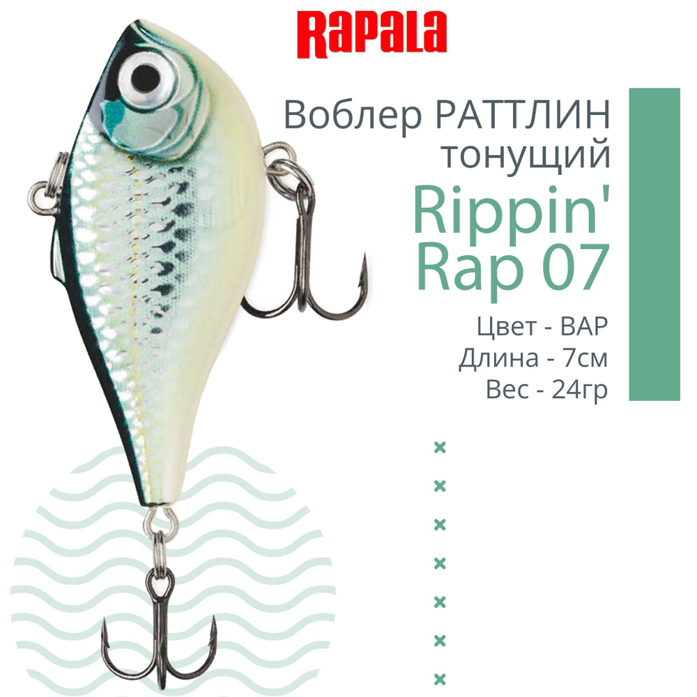 Воблер Rippin' Rap 05, 5см, 9гр, цвет HLW, тонущий