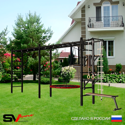 Уличная шведская стенка Sv Sport рукоход х 2 У52800 (Турник/Брусья/Стойка/Скамья/Гнездо 80см/Канат/кольца/лестница)