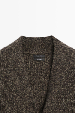 Massimo Dutti Кардиган из 100% кашемира с V-образным вырезом, кротово-коричневый