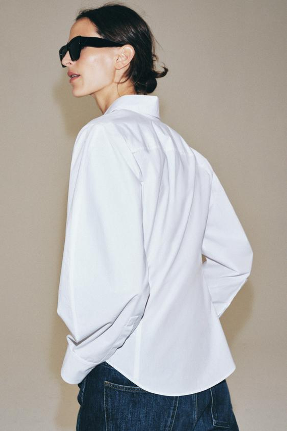 ZARA РУБАШКА ИЗ ПОПЛИНА — ZW COLLECTION, БЕЛЫЙ