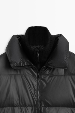 Massimo Dutti Пуховик с высоким воротником и съемными элементами, черный