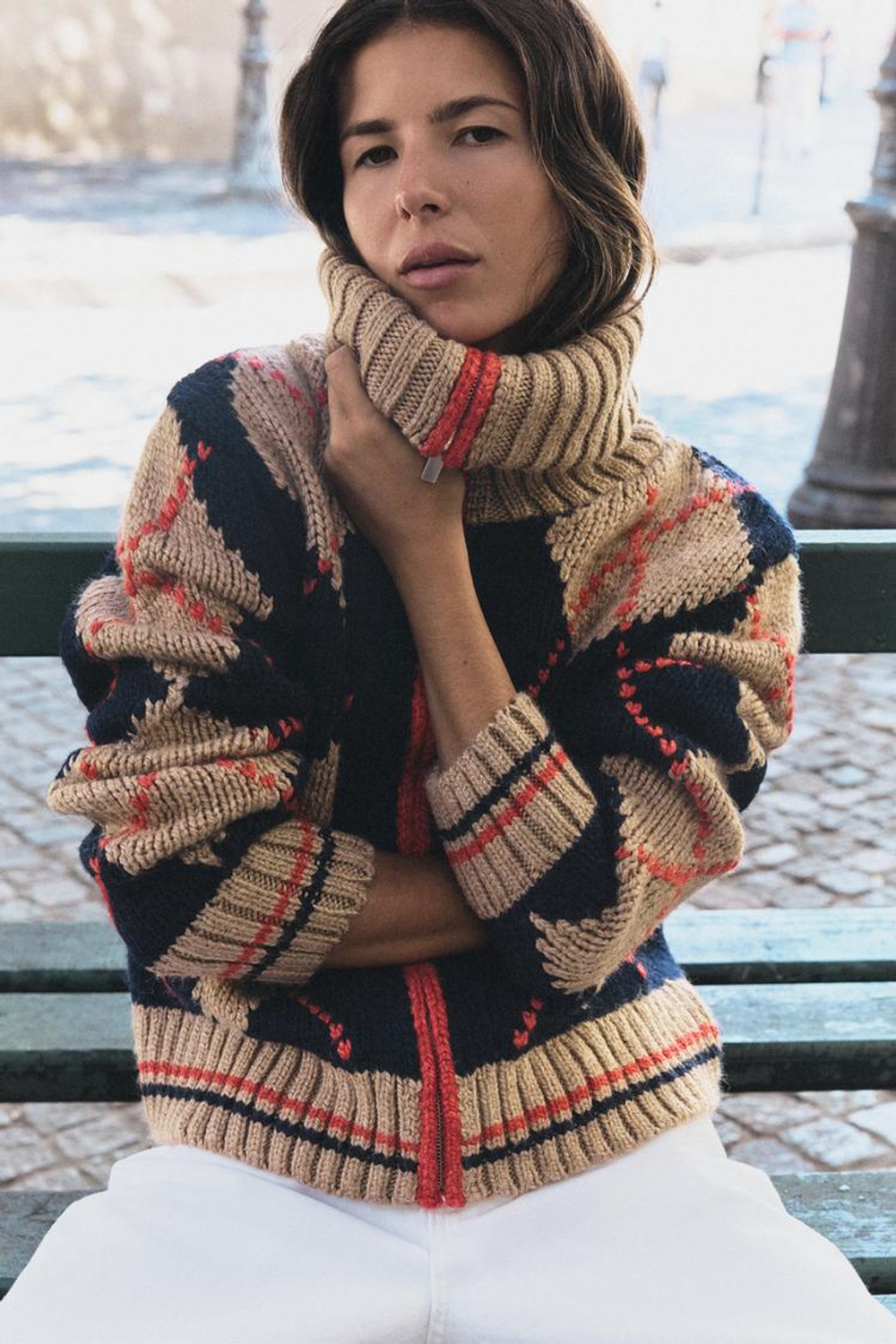 ZARA КАРДИГАН С УЗОРОМ «РОМБЫ», РАЗНОЦВЕТНЫЙ