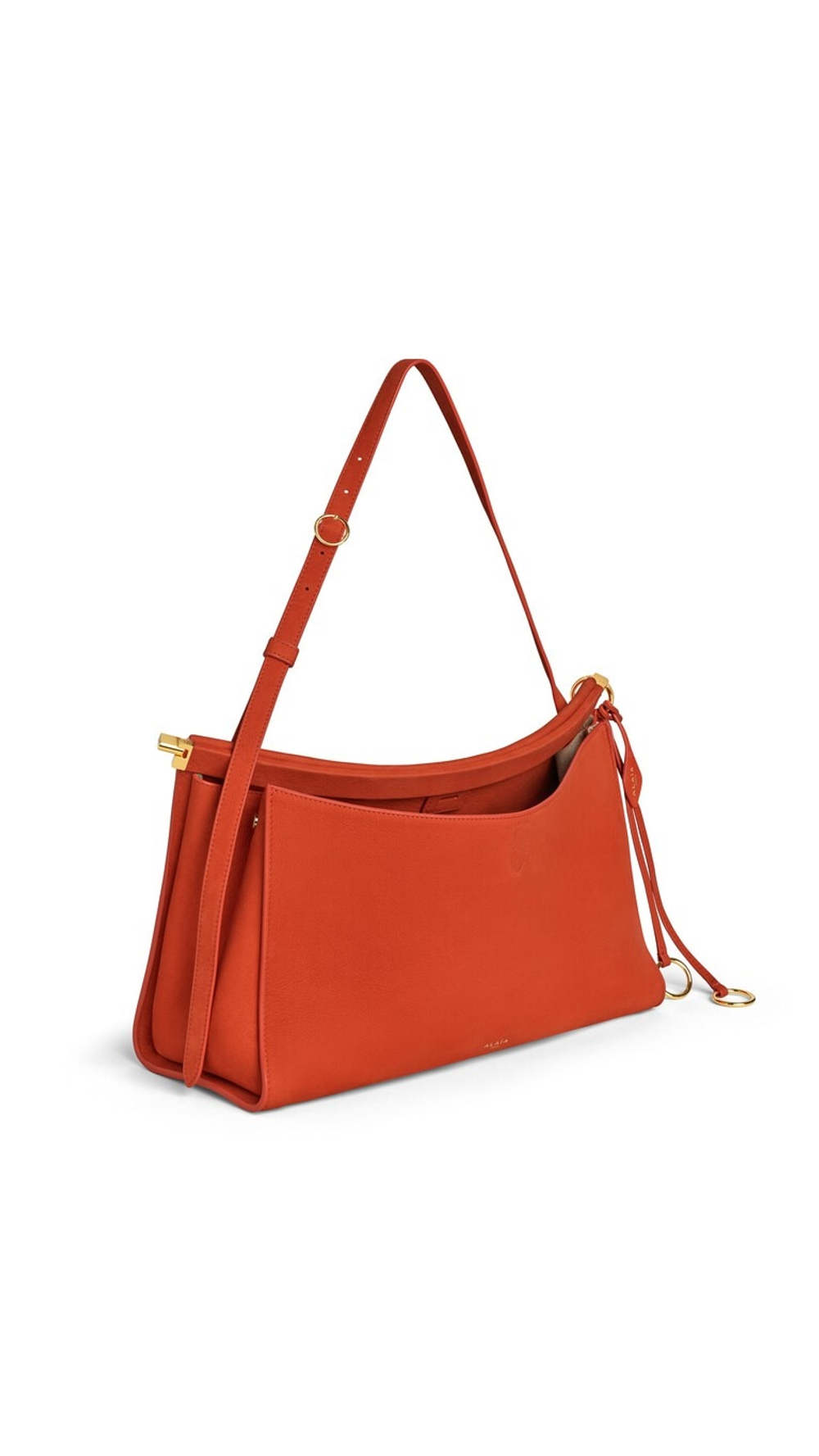 ALAÏA СУМКА LE CLICK POCKET 35 ИЗ НУБУКА, ТЕМНО-ОРАНЖЕВЫЙ