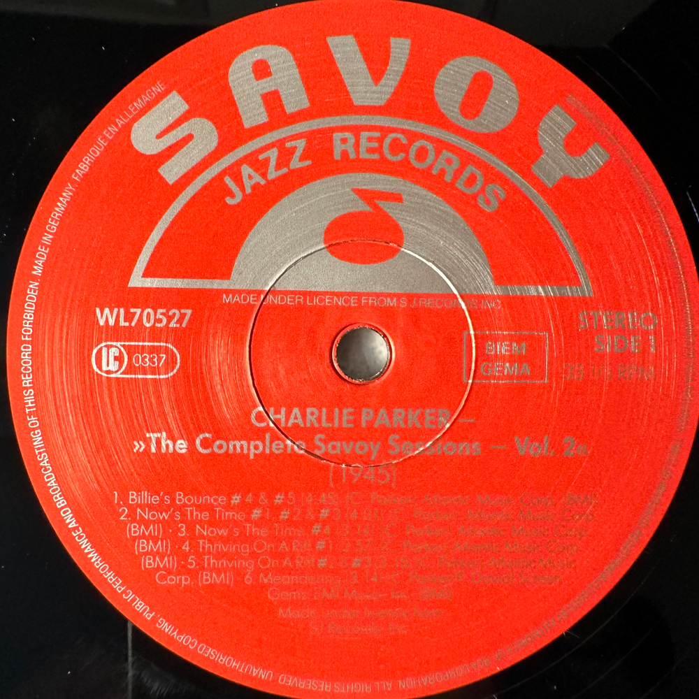 Charlie Parker ‎– The Complete Savoy Sessions Volume 2 (Германия 1985г.)