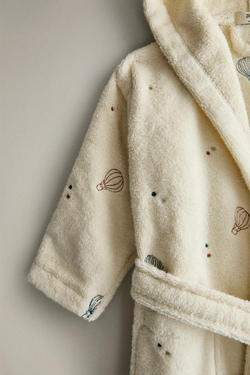 ZARA HOME ДЕТСКИЙ БАННЫЙ ХАЛАТ С ВЫШИВКОЙ, СВЕТЛО-БЕЖЕВЫЙ