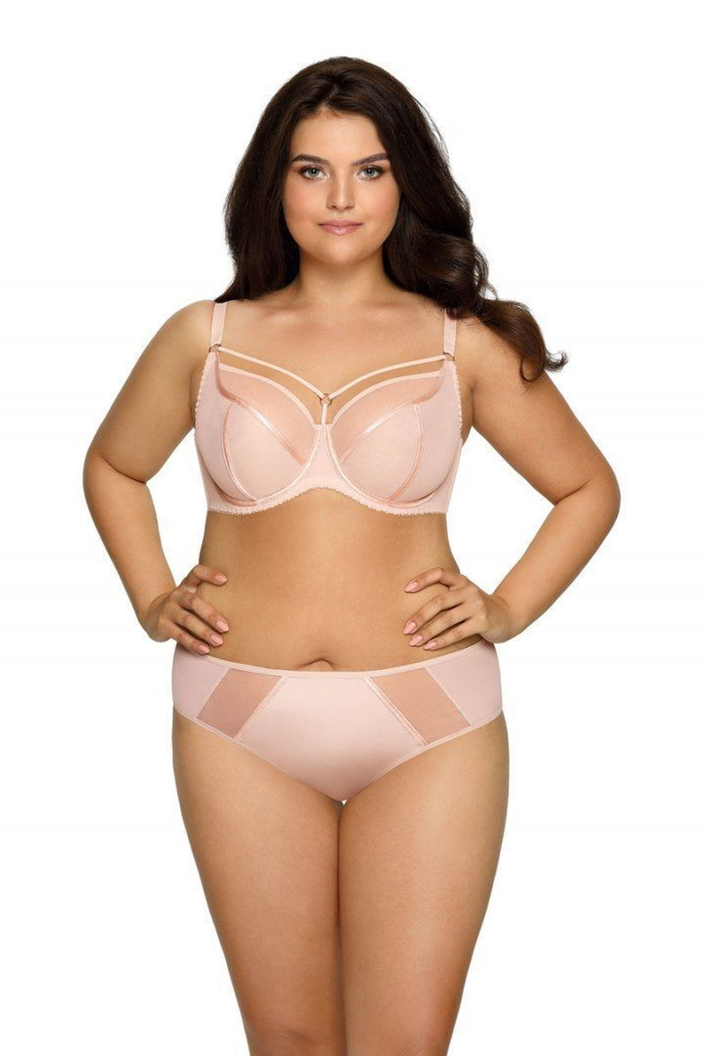 Изумрудный бюстгальтер на косточках plus size с декоративными бретелями (Размер: 100F) (Цвет: изумрудный)