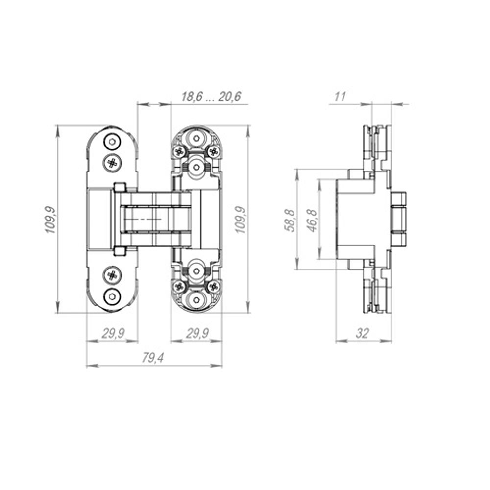 Петля скрытой установки ARMADILLO U3D2000.TG (AGB Eclipse 2.0) FSG/2 флор.золото/2 /60767/ (1шт)