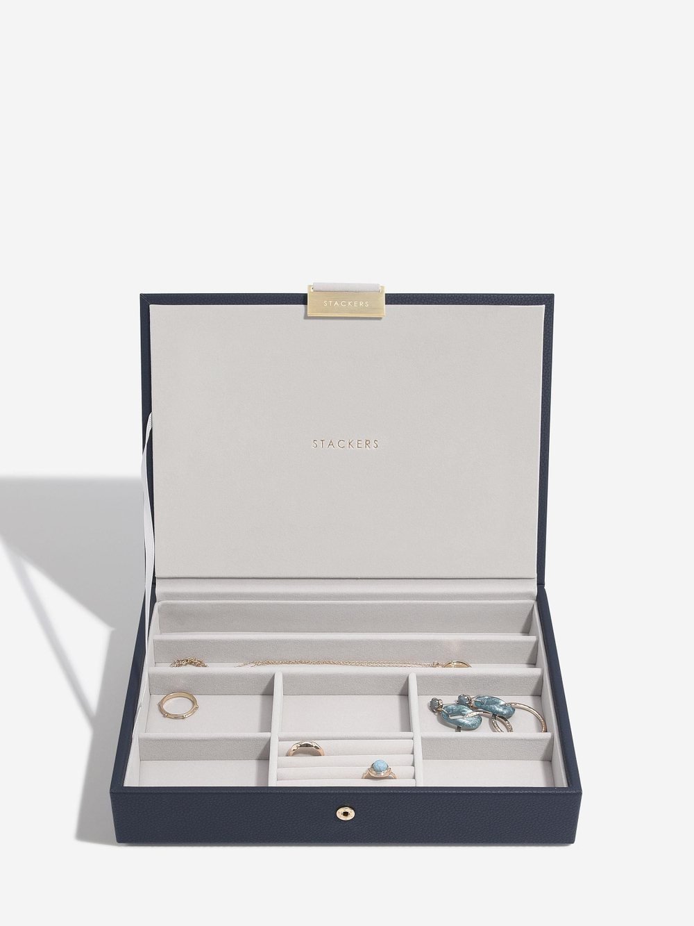 Органайзер для украшений и часов Stackers Classic Jewellery Box, 3 секции -Dove Grey & Rose (Navy Blue / темно-синий / Navy Blue / Органайзер с крышкой)