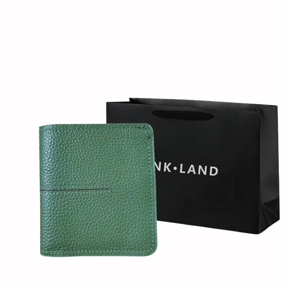 PINK·LAND Top Grain Cow Leather Card Holder, Wallet Small Women"s Burgundy/Black/Army Green/Gray/Taro Purple